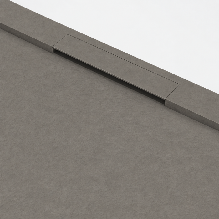 Détail de la surface et de la finition du receveur de douche RAGNAR gris taupe LAVABERG